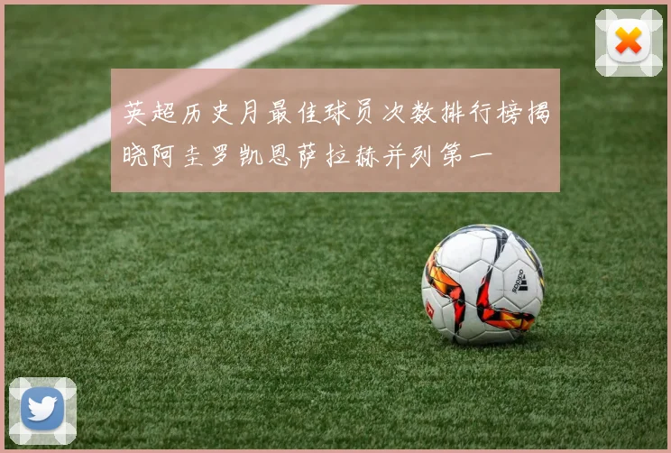 英超历史月最佳球员次数排行榜揭晓阿圭罗凯恩萨拉赫并列第一